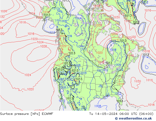 Pressione al suolo ECMWF mar 14.05.2024 06 UTC