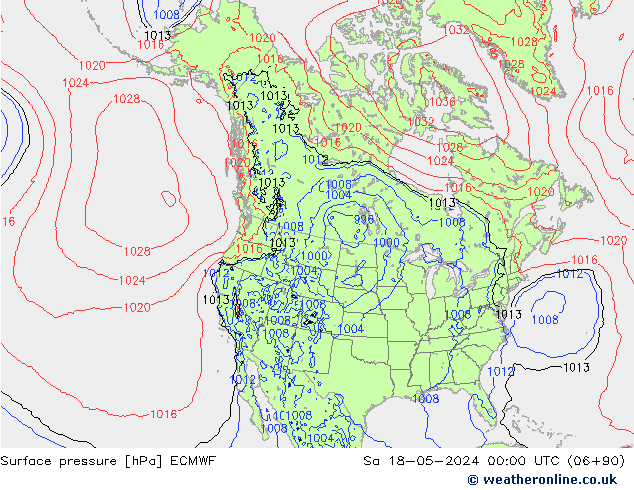 Luchtdruk (Grond) ECMWF za 18.05.2024 00 UTC