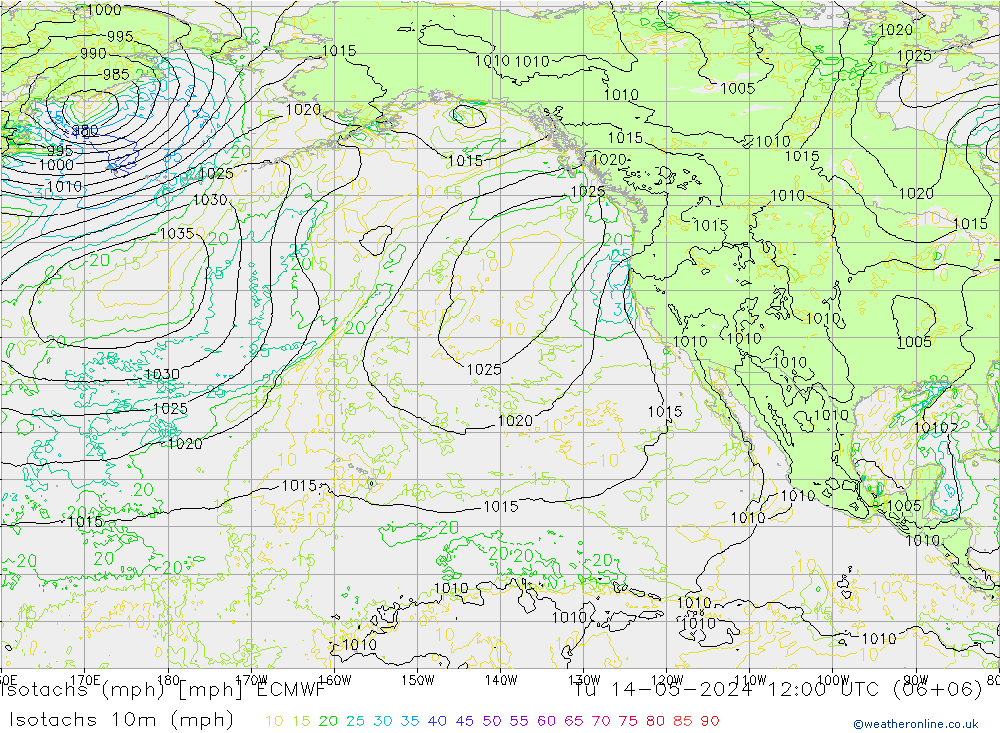 Eşrüzgar Hızları mph ECMWF Sa 14.05.2024 12 UTC