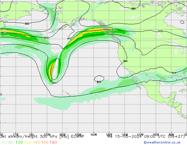 Jet stream ECMWF Qua 15.05.2024 09 UTC