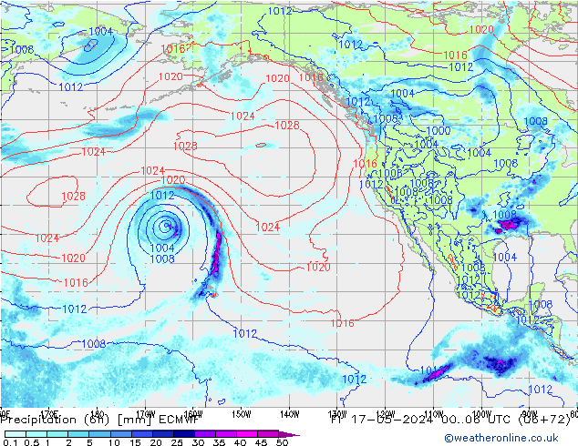 Z500/Rain (+SLP)/Z850 ECMWF vie 17.05.2024 06 UTC