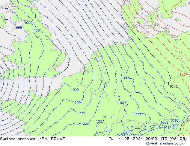приземное давление ECMWF вт 14.05.2024 09 UTC