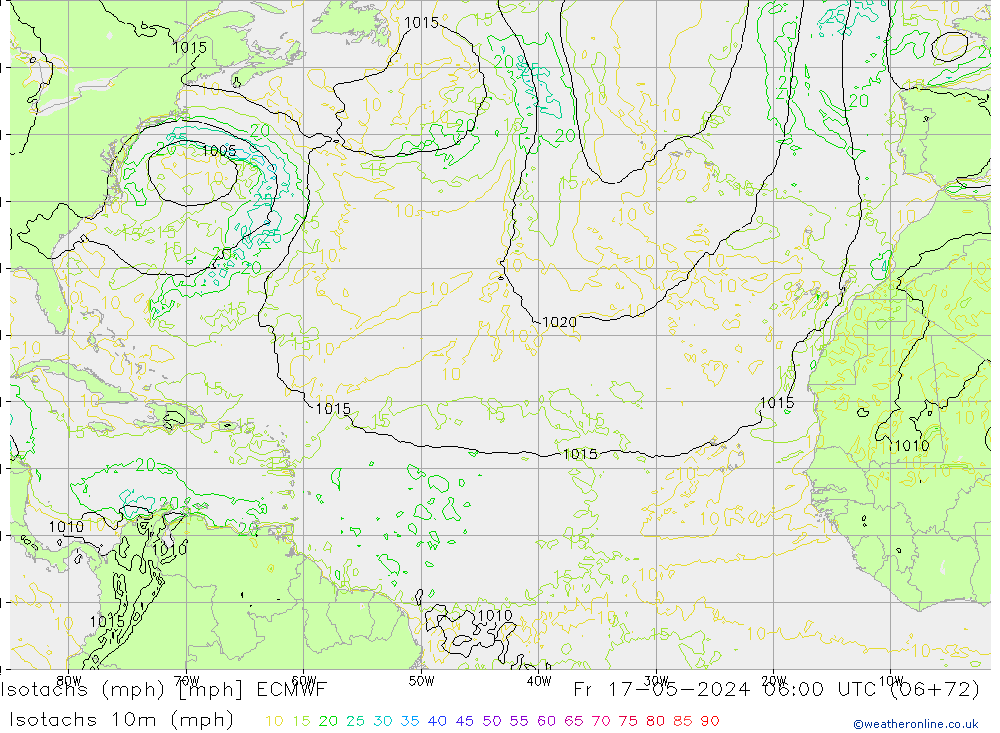 Isotachs (mph) ECMWF Fr 17.05.2024 06 UTC