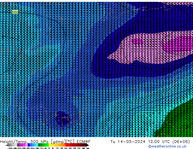 Z500/Rain (+SLP)/Z850 ECMWF  14.05.2024 12 UTC
