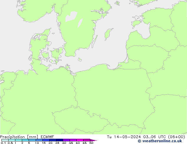Srážky ECMWF Út 14.05.2024 06 UTC