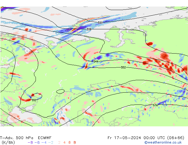 T-Adv. 500 hPa ECMWF Pá 17.05.2024 00 UTC