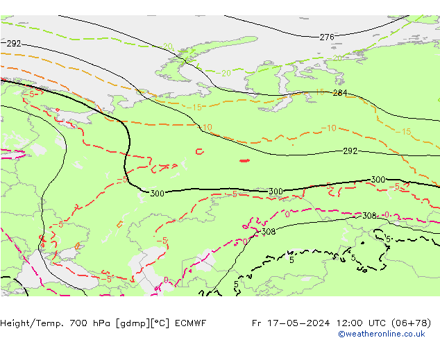 Yükseklik/Sıc. 700 hPa ECMWF Cu 17.05.2024 12 UTC