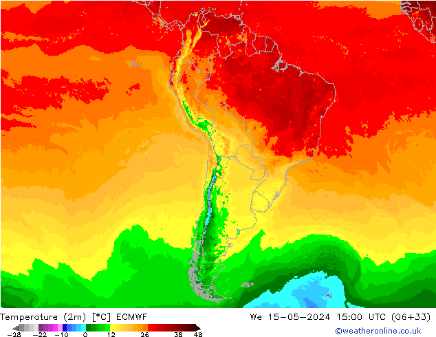 Temperature (2m) ECMWF St 15.05.2024 15 UTC