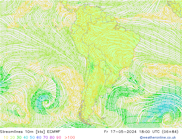 Rüzgar 10m ECMWF Cu 17.05.2024 18 UTC