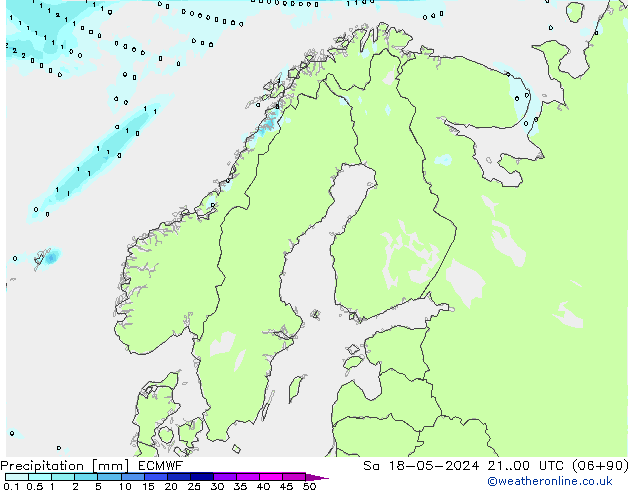 Precipitation ECMWF Sa 18.05.2024 00 UTC