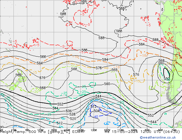Hoogte/Temp. 500 hPa ECMWF wo 15.05.2024 12 UTC