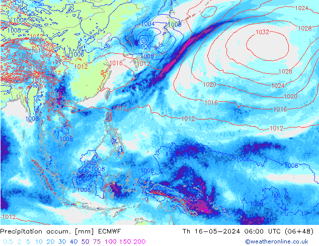 Precipitation accum. ECMWF Th 16.05.2024 06 UTC