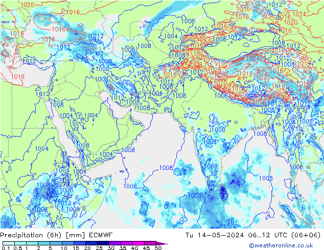 Z500/Rain (+SLP)/Z850 ECMWF 星期二 14.05.2024 12 UTC
