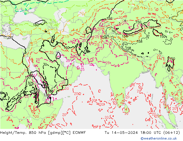 Z500/Rain (+SLP)/Z850 ECMWF 星期二 14.05.2024 18 UTC