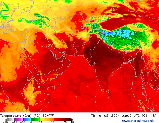 Temperatura (2m) ECMWF jue 16.05.2024 06 UTC