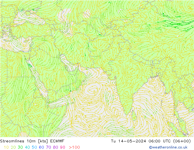 风 10m ECMWF 星期二 14.05.2024 06 UTC