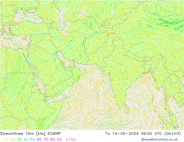 风 10m ECMWF 星期二 14.05.2024 09 UTC