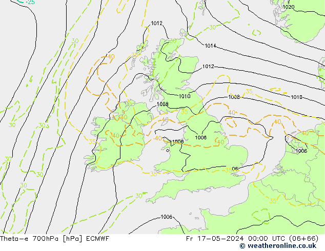 Theta-e 700hPa ECMWF Cu 17.05.2024 00 UTC