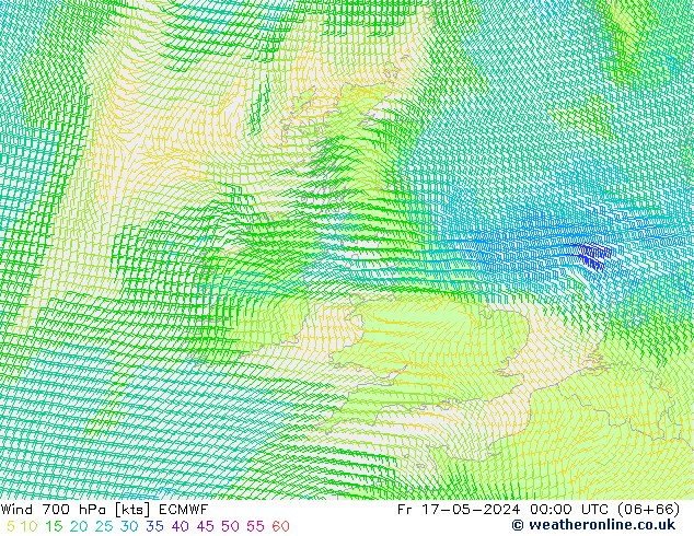 Wind 700 hPa ECMWF Fr 17.05.2024 00 UTC