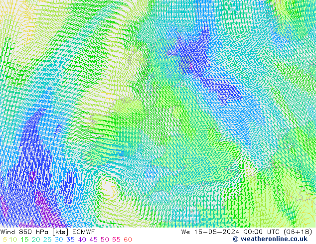 Wind 850 hPa ECMWF St 15.05.2024 00 UTC