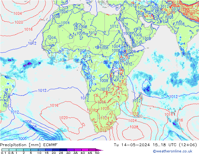 Precipitation ECMWF Tu 14.05.2024 18 UTC