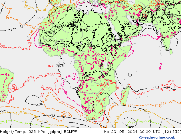 Hoogte/Temp. 925 hPa ECMWF ma 20.05.2024 00 UTC