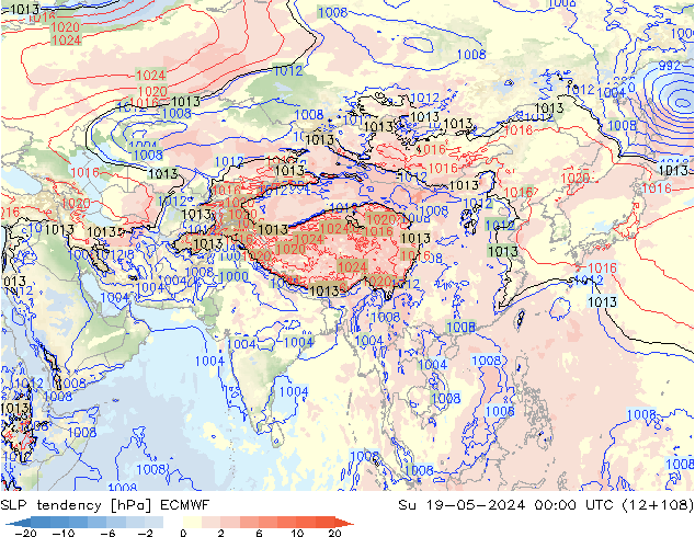 Tendencia de presión ECMWF dom 19.05.2024 00 UTC