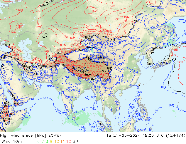 High wind areas ECMWF Tu 21.05.2024 18 UTC