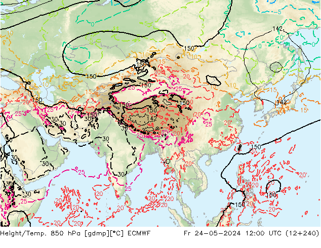 Height/Temp. 850 hPa ECMWF Sex 24.05.2024 12 UTC