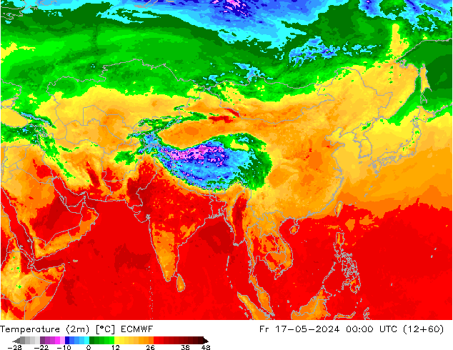 Temperature (2m) ECMWF Fr 17.05.2024 00 UTC