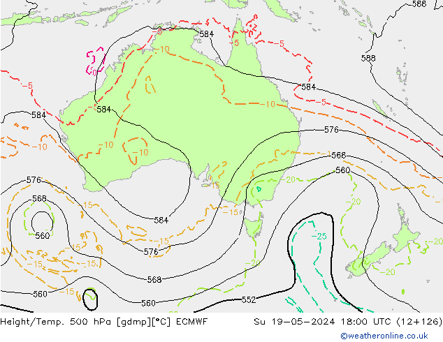 Z500/Rain (+SLP)/Z850 ECMWF Вс 19.05.2024 18 UTC