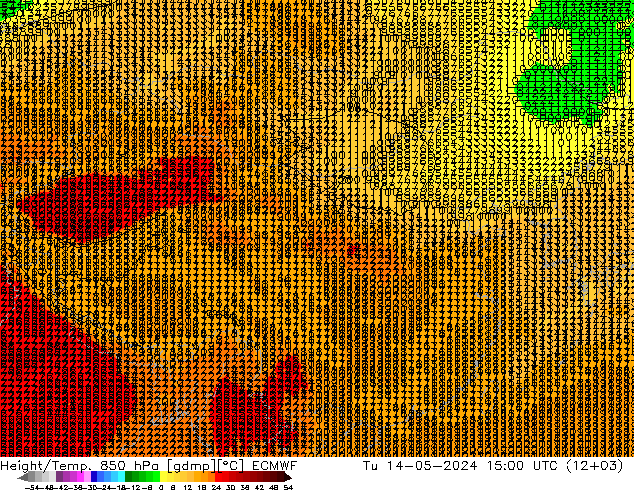 Height/Temp. 850 hPa ECMWF 星期二 14.05.2024 15 UTC