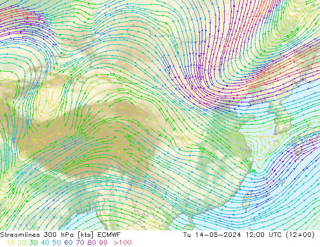 风 300 hPa ECMWF 星期二 14.05.2024 12 UTC