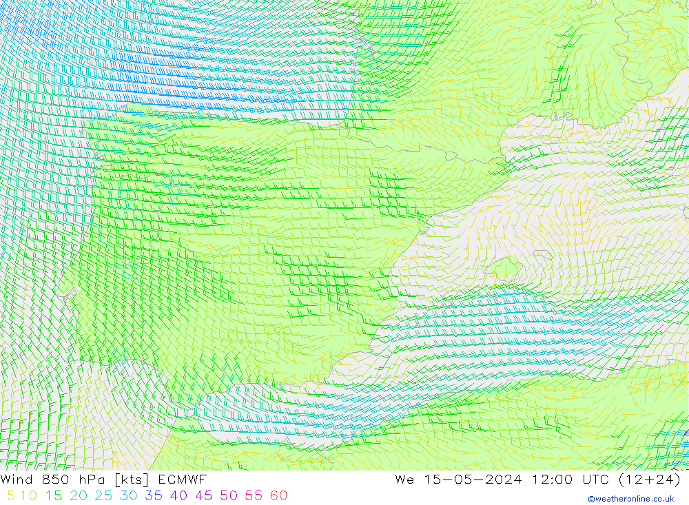 Wind 850 hPa ECMWF We 15.05.2024 12 UTC