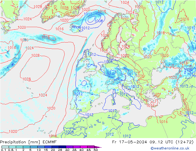 Precipitation ECMWF Fr 17.05.2024 12 UTC