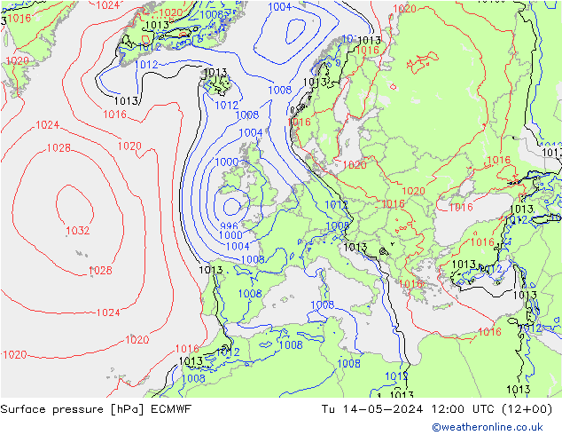 Luchtdruk (Grond) ECMWF di 14.05.2024 12 UTC