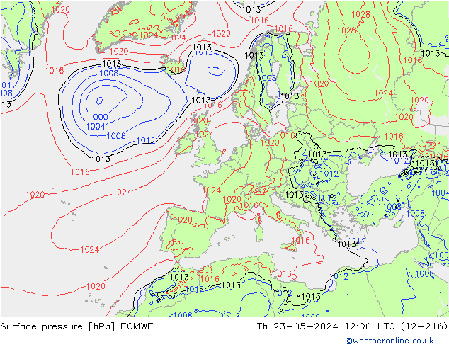 Surface pressure ECMWF Th 23.05.2024 12 UTC