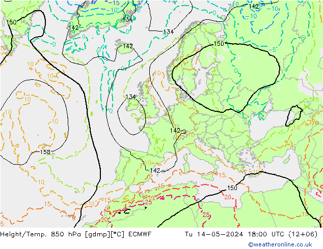 Z500/Rain (+SLP)/Z850 ECMWF  14.05.2024 18 UTC