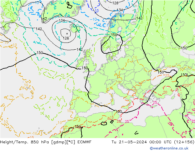 Height/Temp. 850 hPa ECMWF Di 21.05.2024 00 UTC