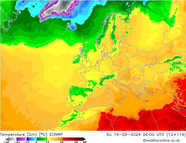 température (2m) ECMWF dim 19.05.2024 06 UTC