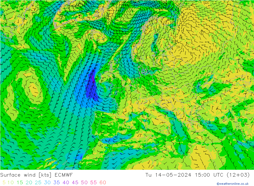 Rüzgar 10 m ECMWF Sa 14.05.2024 15 UTC