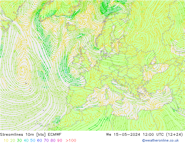 ветер 10m ECMWF ср 15.05.2024 12 UTC
