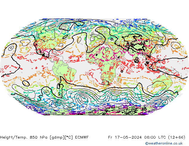 Height/Temp. 850 гПа ECMWF пт 17.05.2024 06 UTC