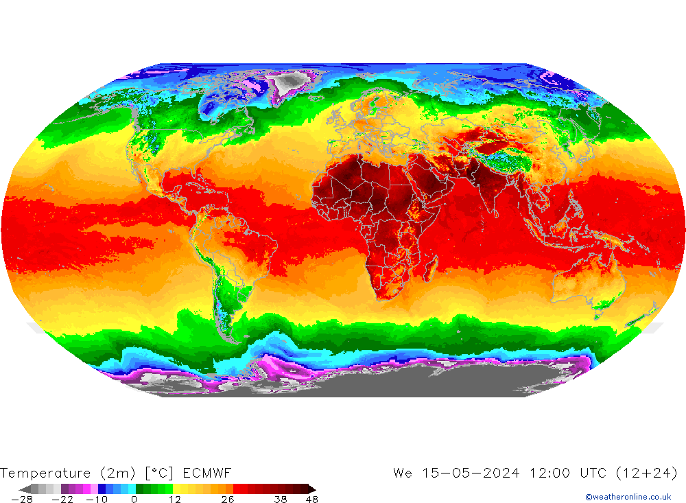 Temperaturkarte (2m) ECMWF Mi 15.05.2024 12 UTC