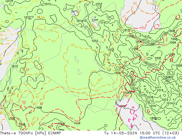 Theta-e 700hPa ECMWF  14.05.2024 15 UTC
