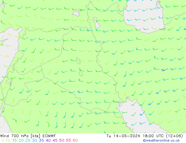 Wind 700 hPa ECMWF di 14.05.2024 18 UTC