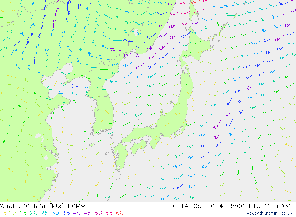 Wind 700 hPa ECMWF di 14.05.2024 15 UTC