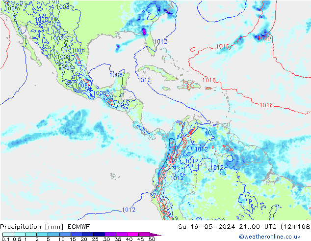 Srážky ECMWF Ne 19.05.2024 00 UTC