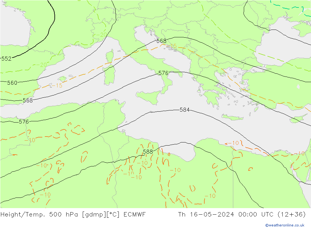 Z500/Rain (+SLP)/Z850 ECMWF Qui 16.05.2024 00 UTC
