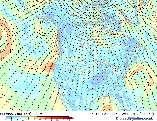 Surface wind (bft) ECMWF Fr 17.05.2024 12 UTC